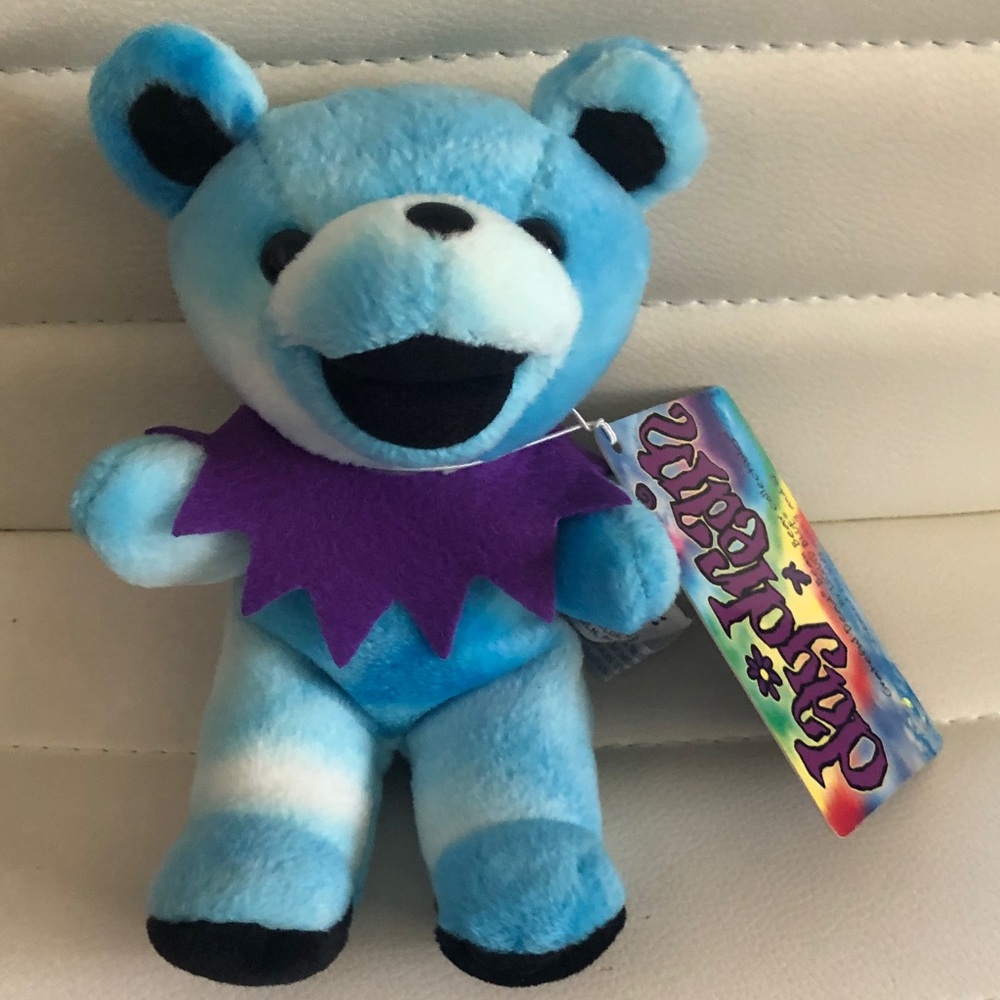 Grateful Dead Light Blue Tie-Dye Bear with Purple Collar